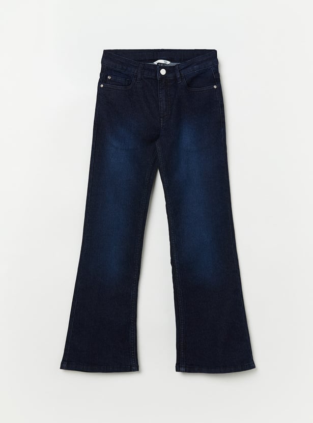 FAME FOREVER Girls Washed Mid-Rise Jeans