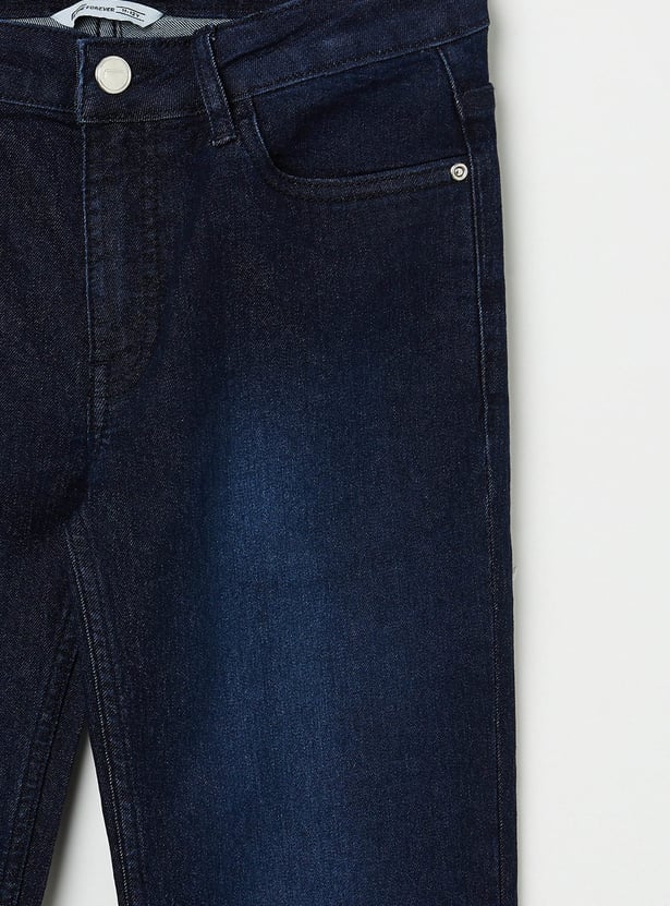 FAME FOREVER Girls Washed Mid-Rise Jeans