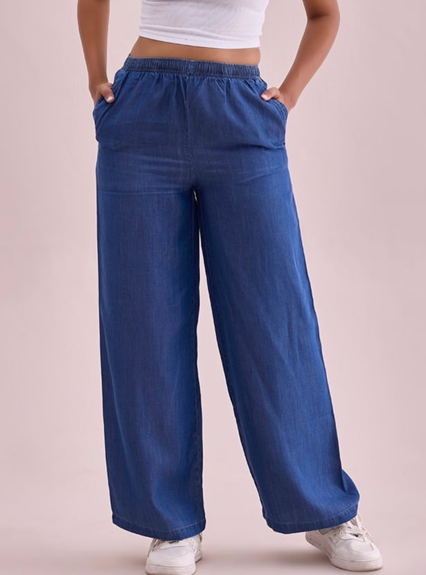 GO COLORS Solid Palazzos