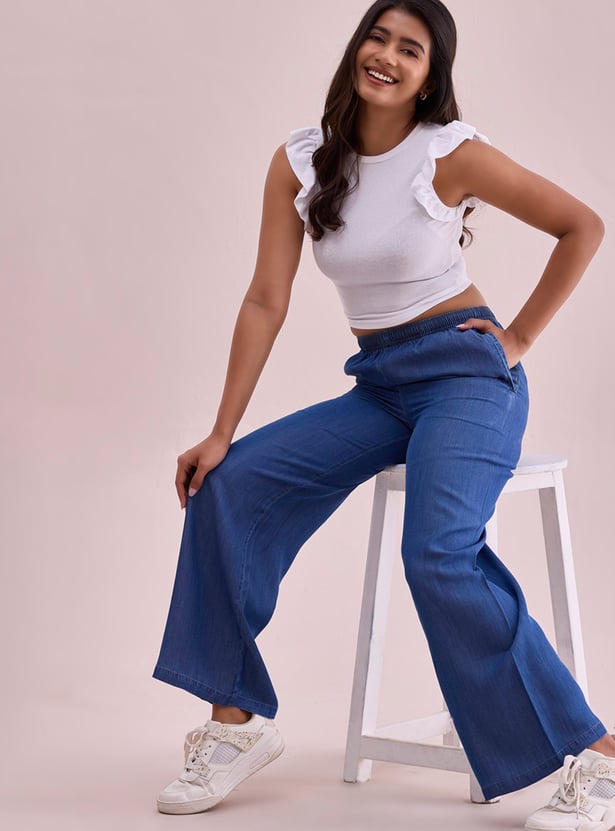 GO COLORS Solid Palazzos