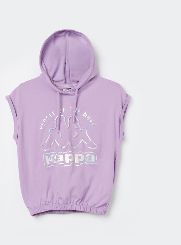 KAPPA Girls Brand Print Hooded Top
