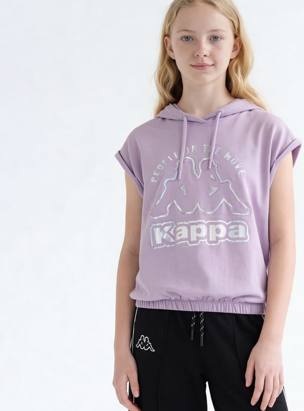 KAPPA Girls Brand Print Hooded Top