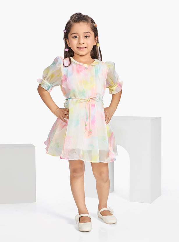 PEPPERMINT Girls Printed Fit & Flare Mini Dress