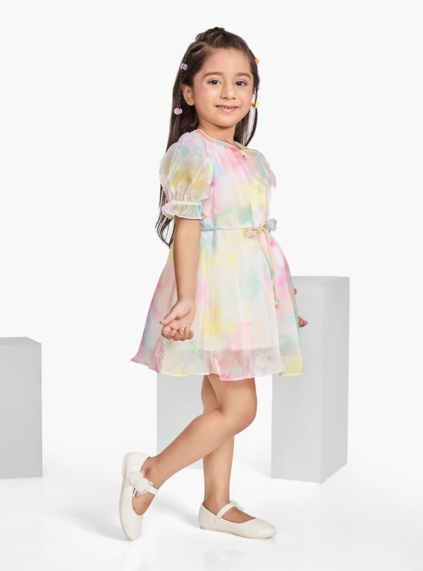PEPPERMINT Girls Printed Fit & Flare Mini Dress