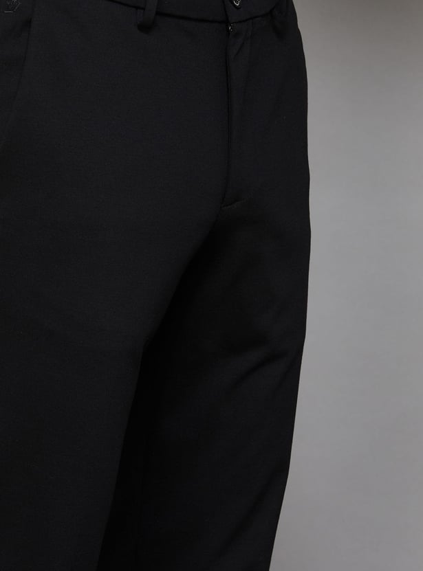 LOUIS PHILIPPE Solid Slim Tapered Formal Trousers