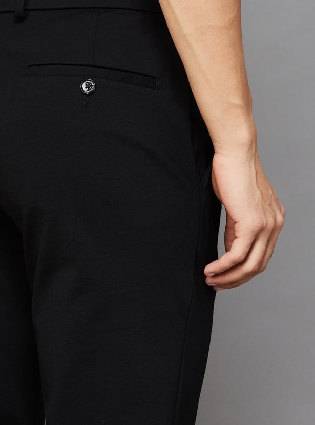 LOUIS PHILIPPE Solid Slim Tapered Formal Trousers