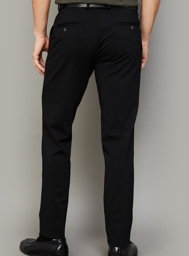 LOUIS PHILIPPE Solid Slim Tapered Formal Trousers