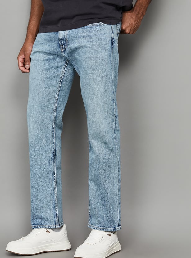 FLYING MACHINE Washed Regular Straight Jeans