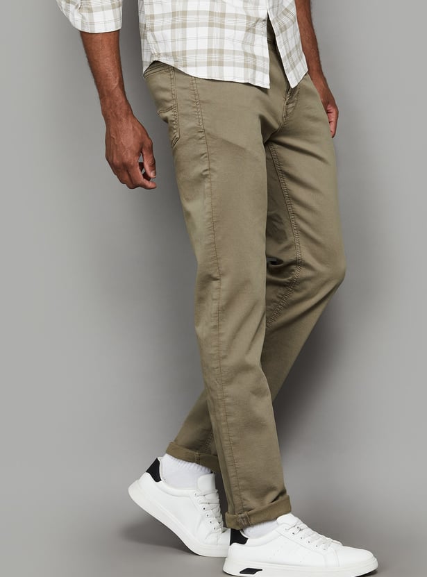FLYING MACHINE Solid Slim Straight Jeans