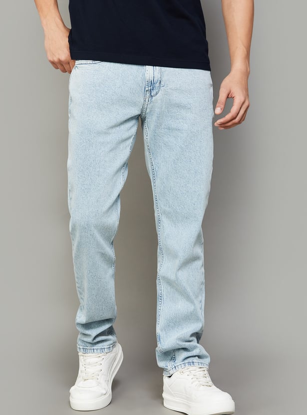 FLYING MACHINE Washed Slim Straight Jeans