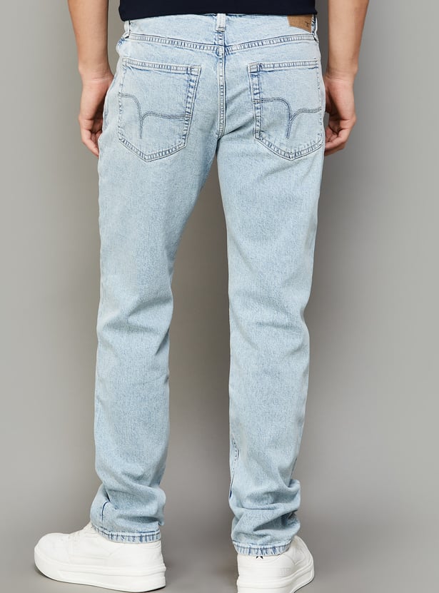 FLYING MACHINE Washed Slim Straight Jeans