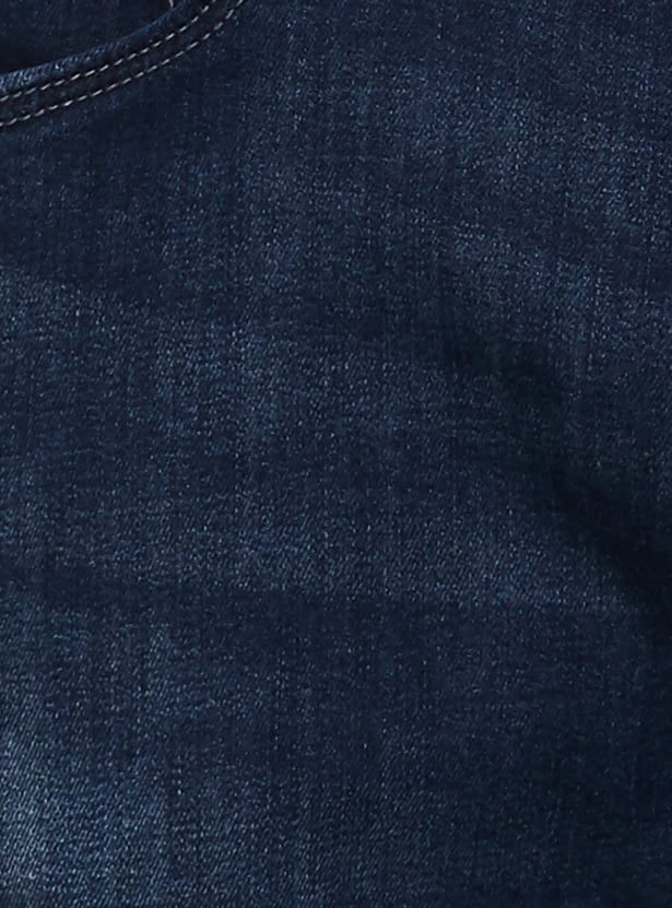 FLYING MACHINE Solid Dark Wash Slash Jeans (Slim Tapered)