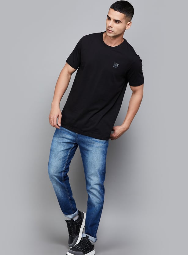 FLYING MACHINE Solid Crew Neck T-shirt