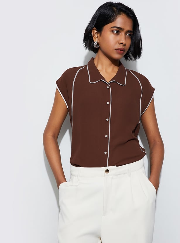 CODE CLASSIC Solid Shirt Style Top