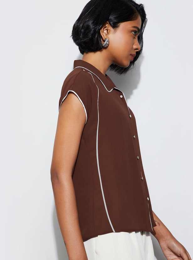 CODE CLASSIC Solid Shirt Style Top