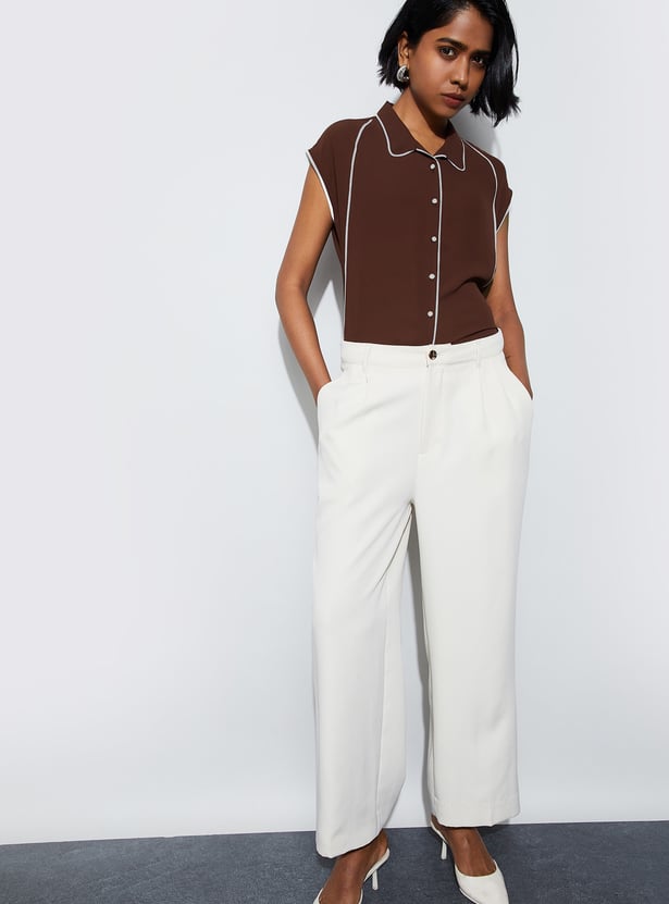 CODE CLASSIC Solid Shirt Style Top