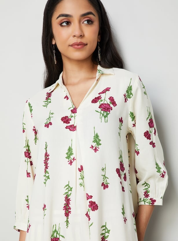 MELANGE Floral Print Straight Kurta Set