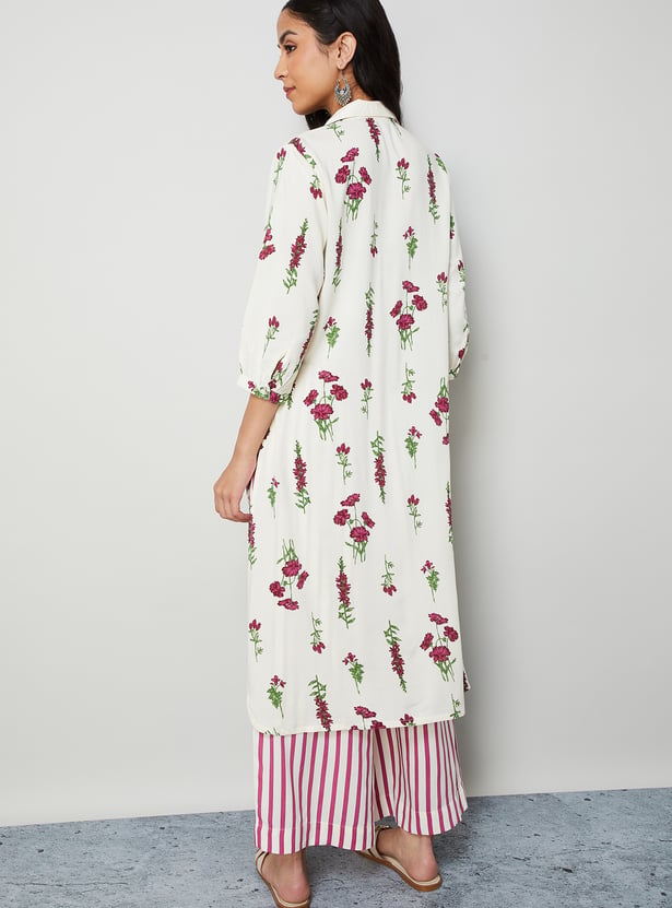 MELANGE Floral Print Straight Kurta Set