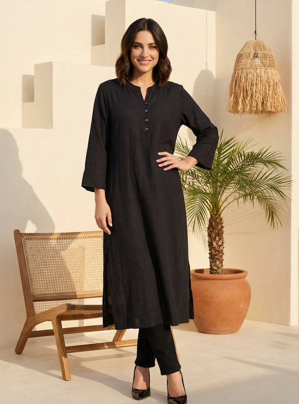 W Solid Straight Kurta