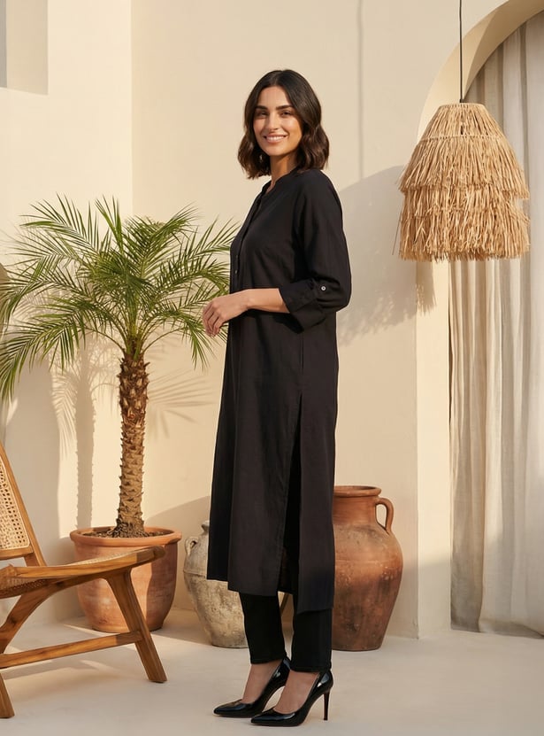 W Solid Straight Kurta