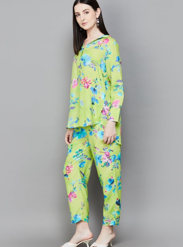 W Floral Print Kurti Set