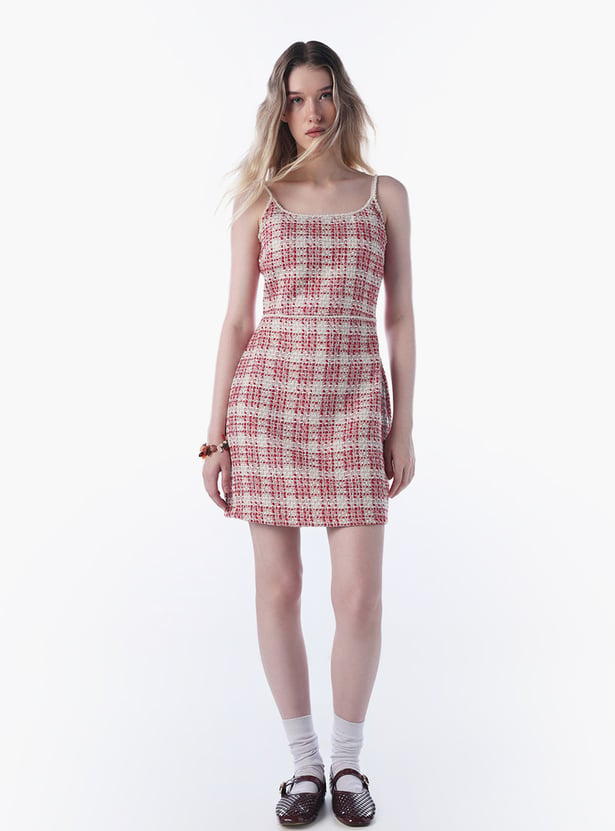 ONLY Checked Spaghetti Neck Mini Dress