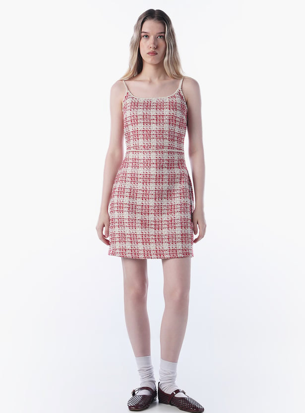 ONLY Checked Spaghetti Neck Mini Dress