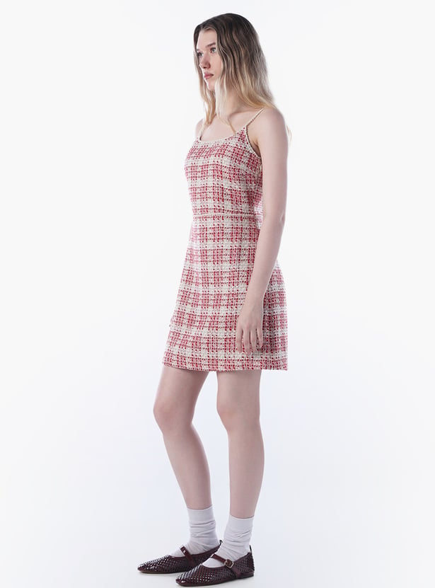 ONLY Checked Spaghetti Neck Mini Dress