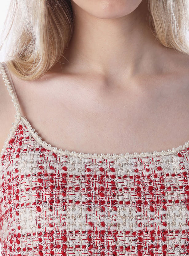 ONLY Checked Spaghetti Neck Mini Dress