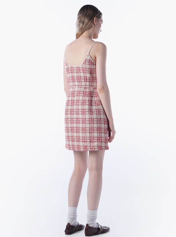ONLY Checked Spaghetti Neck Mini Dress