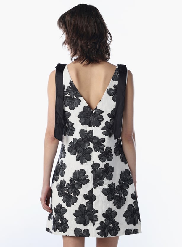 ONLY Floral Print V-Neck Mini A-line Dress