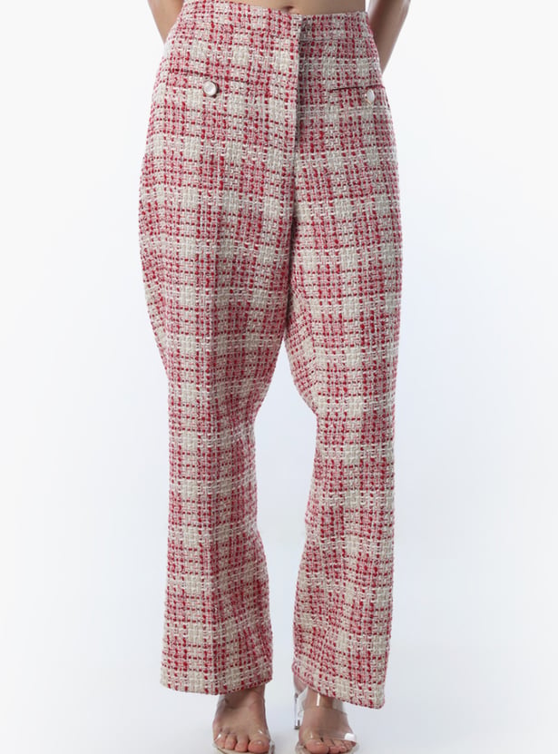 ONLY Checked Mid-Rise Trousers
