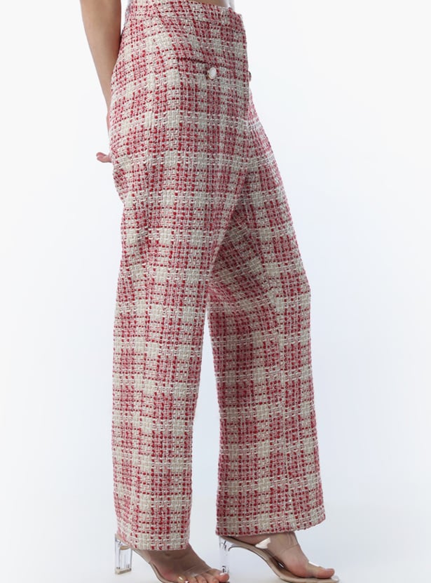 ONLY Checked Mid-Rise Trousers