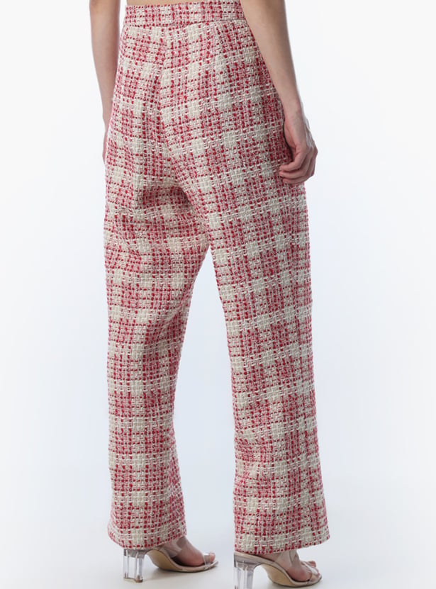 ONLY Checked Mid-Rise Trousers