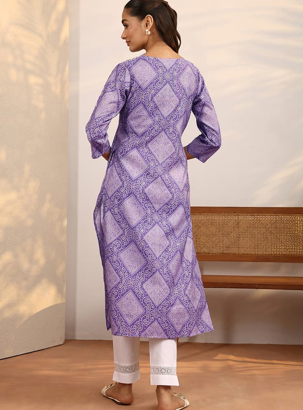 LIBAS Printed V-Neck Straight Kurta