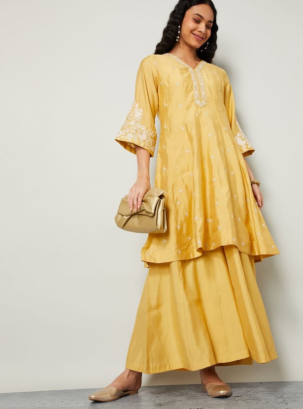 MELANGE Solid Elasticated Palazzos