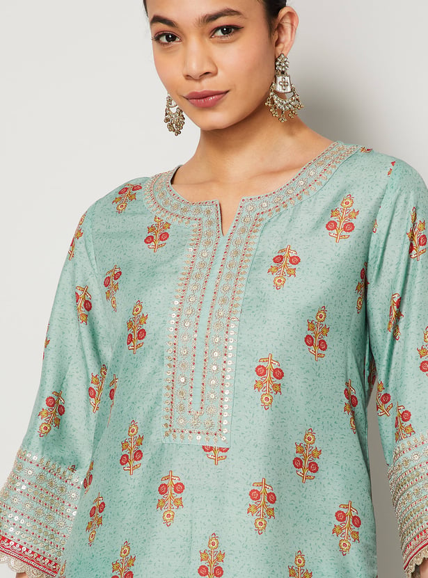 MELANGE Floral Print Straight Kurta Set