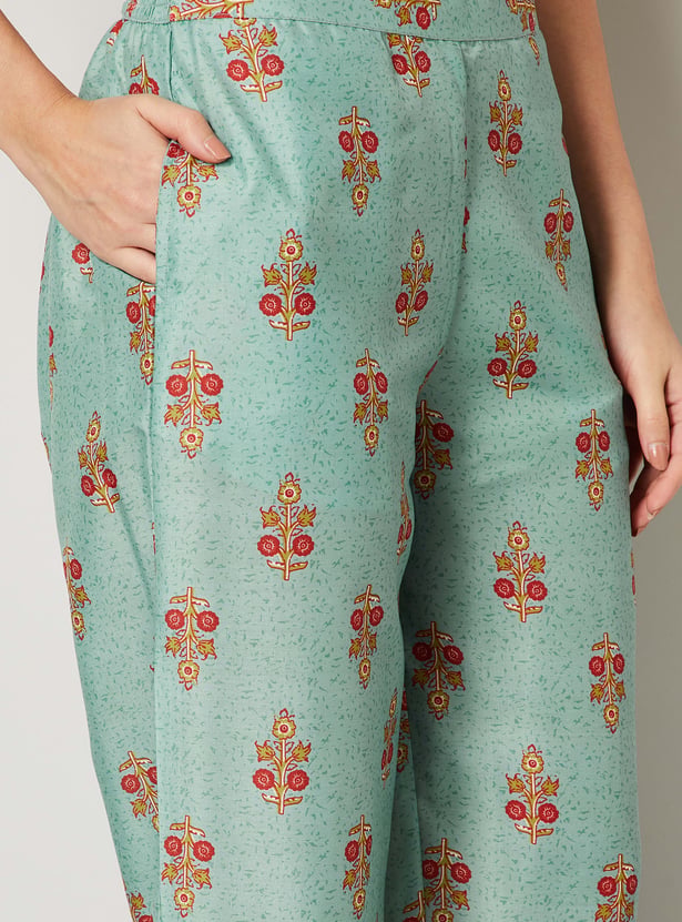 MELANGE Floral Print Straight Kurta Set