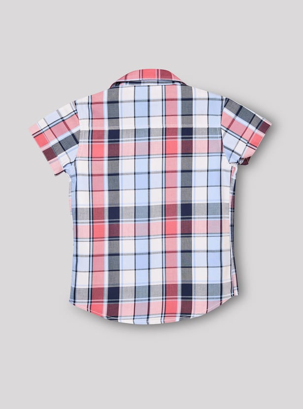 RUFF KIDS Boys Checked Shirt with Vest T-shirt
