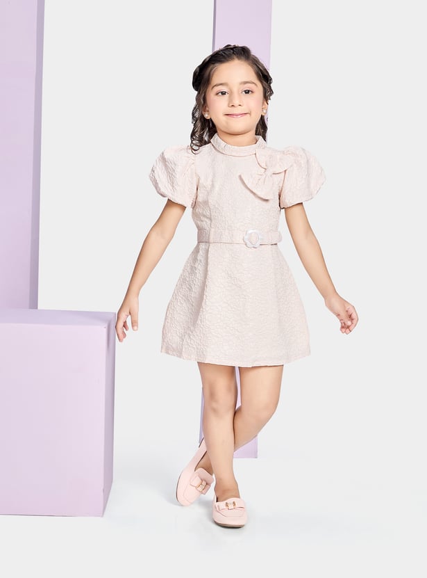 PEPPERMINT Girls Textured A-Line Dress with Belt