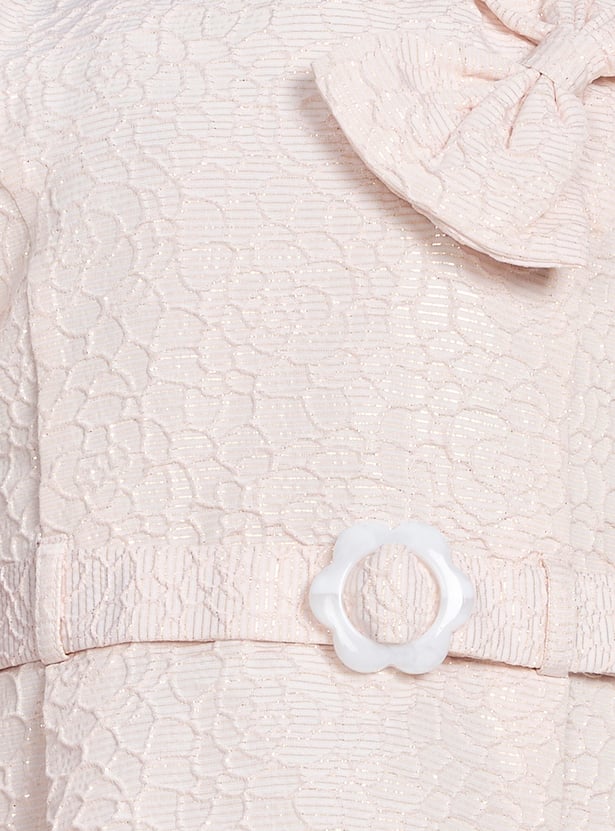 PEPPERMINT Girls Textured A-Line Dress with Belt