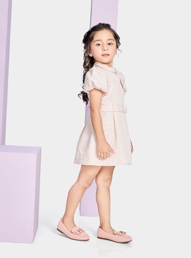 PEPPERMINT Girls Textured A-Line Dress with Belt