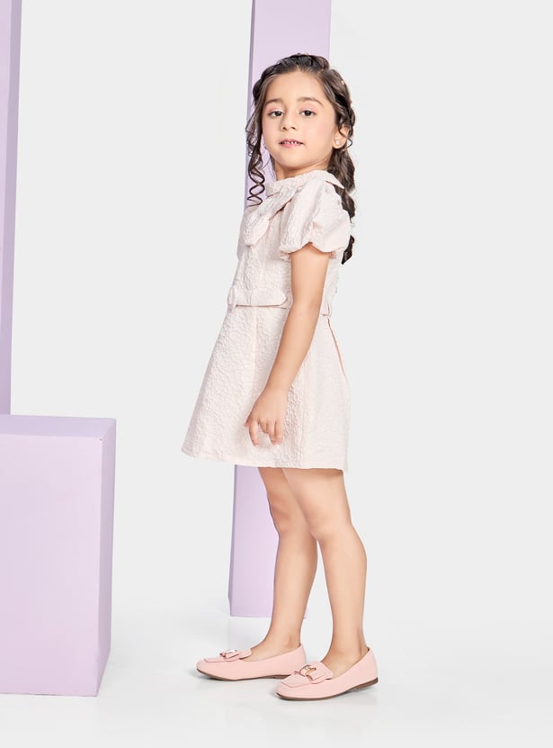 PEPPERMINT Girls Textured A-Line Dress with Belt