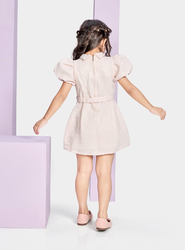 PEPPERMINT Girls Textured A-Line Dress with Belt