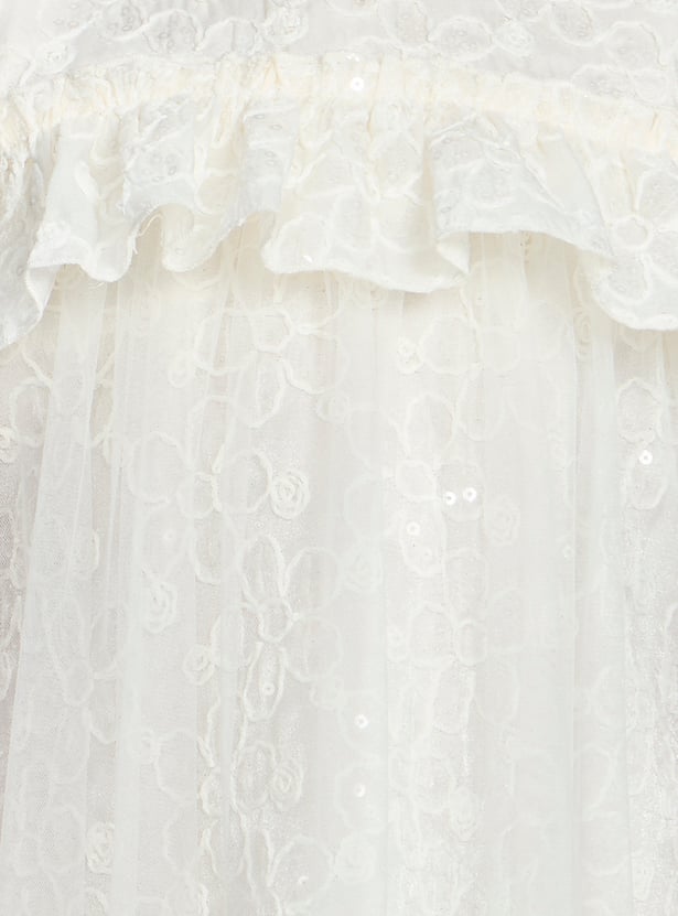 PEPPERMINT Girls Embroidered Ruffled Dress