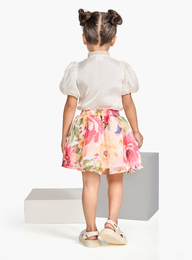 PEPPERMINT Girls Printed Top and Skirt Set