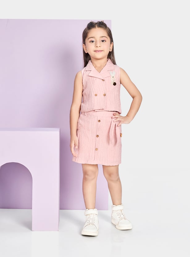 PEPPERMINT Girls Embroidered Top with Skirt