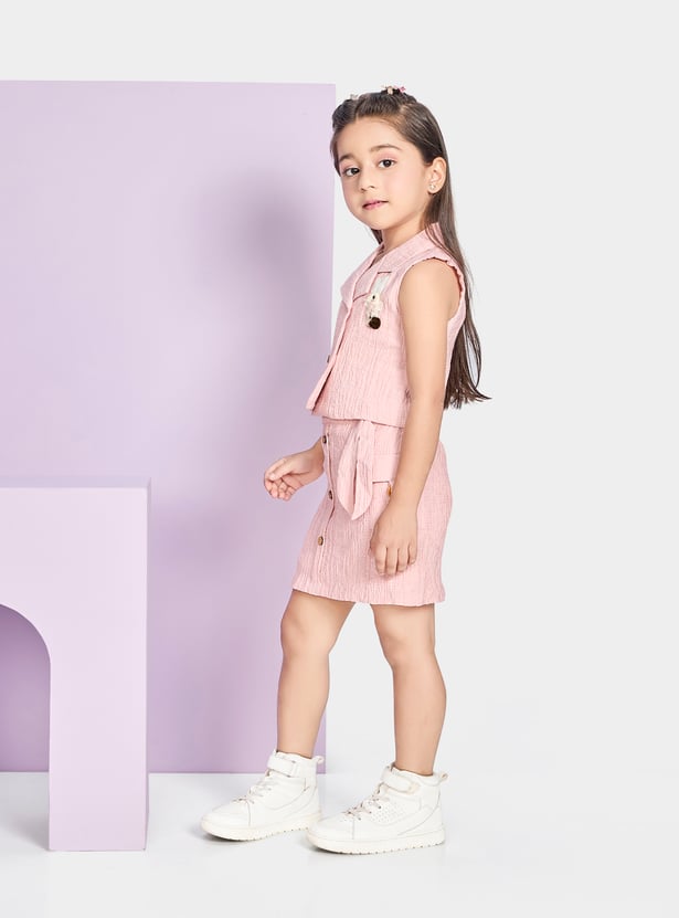 PEPPERMINT Girls Embroidered Top with Skirt