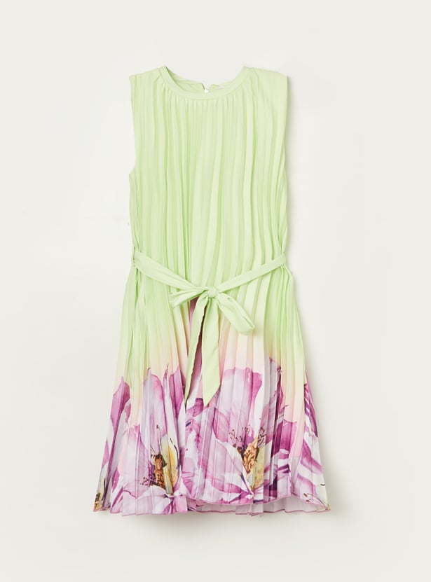 PEPPERMINT Girls Pleated Dress with Necklace