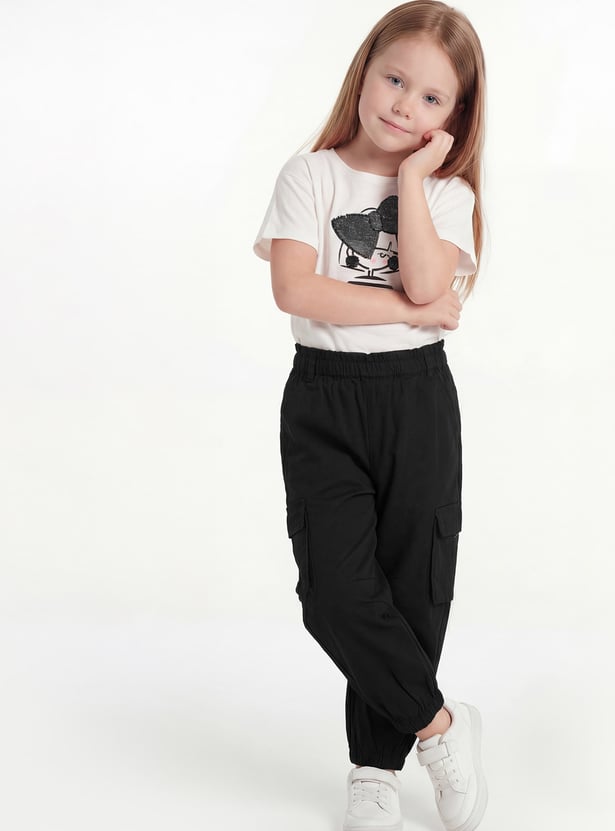 FAME FOREVER Girls Solid Cargo Joggers
